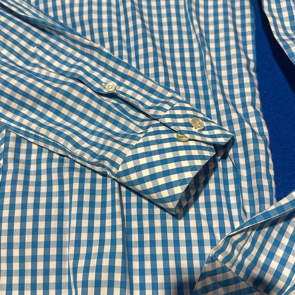 ETON Light Blue Gingham Dress Shirt - Mens 17 / 43 - Picture 3 of 6